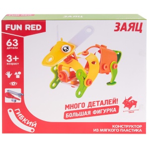 Конструктор гибкий "Заяц Fun Red", 63 детали 3394 GU  фото, kupilegko.ru