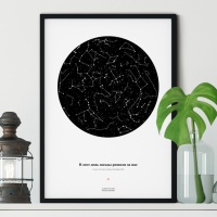Карта звездного неба А3 с вашей надписью (разные цвета) / Black and White Pr  фото, kupilegko.ru