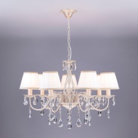 Подвесная люстра Eurosvet 3637/7 белый с золотом/прозрачный хрусталь Strotskis  фото, kupilegko.ru