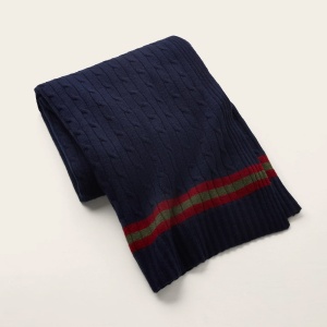 Cable Cashmere Navy/Bordeaux Плед Ralph Lauren Home  фото, kupilegko.ru