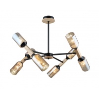 Подвесная люстра IMEX MD.5495-8-S-BK+WOOD  фото, kupilegko.ru