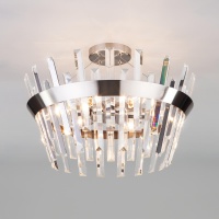 Потолочная люстра Eurosvet Steccato 10111/5 сатин-никель/прозрачный хрусталь Strotskis  фото, kupilegko.ru