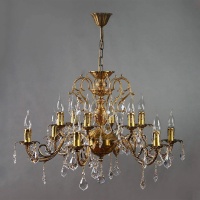 Подвесная люстра Ambiente Alicante 8888/6+6 AB Leaf Crystal  фото, kupilegko.ru