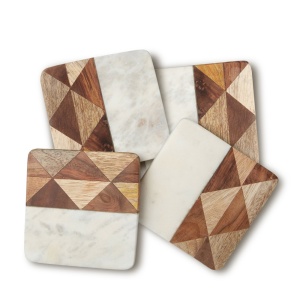 Marble & Wood Mosaic Подставки под чашки 4 шт. Hankar  фото, kupilegko.ru