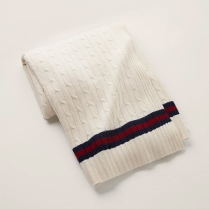 Cable Cashmere Cream/Navy Плед Ralph Lauren Home  фото, kupilegko.ru