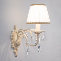 Бра, светильник настенный накладной Eurosvet 3637/1 белый с золотом/прозрачный хрусталь Strotskis  фото, kupilegko.ru