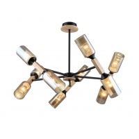 Подвесная люстра IMEX MD.5495-10-S-BK+WOOD  фото, kupilegko.ru