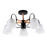 Потолочная люстра IMEX Notta MD.51941-5-S-BK+WOOD  фото, kupilegko.ru