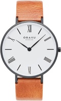 fashion наручные мужские часы Obaku V283GXBWRZ-DIB. Коллекция Leather  фото, kupilegko.ru