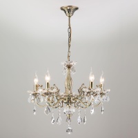 Подвесная люстра Eurosvet 3281/5 античная бронза/прозрачный хрусталь Strotskis  фото, kupilegko.ru