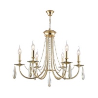 Подвесная люстра Crystal Lux Victoria SP6 Gold/Amber  фото, kupilegko.ru