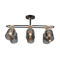 Потолочная люстра IMEX MD.5712-6-S-BK+WOOD  фото, kupilegko.ru