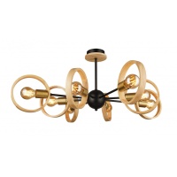 Потолочная люстра IMEX MD.4465-8-S-BK+WOOD  фото, kupilegko.ru