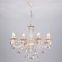 Подвесная люстра Eurosvet 3281/8 белый с золотом/тонированный хрусталь Strotskis  фото, kupilegko.ru