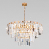 Подвесная люстра Eurosvet Elegante 10130/10 золото/прозрачный хрусталь Strotskis  фото, kupilegko.ru