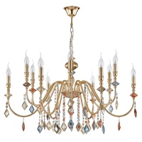 Подвесная люстра Crystal Lux MERCEDES SP6+6 GOLD/COLOR  фото, kupilegko.ru