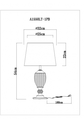 Настольная лампа Arte Lamp Radison A1550LT-1PB  фото, kupilegko.ru