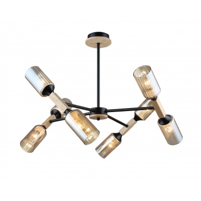 Подвесная люстра IMEX MD.5495-8-S-BK+WOOD  фото, kupilegko.ru