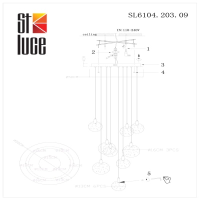 Подвесная светодиодная люстра ST Luce SL6104.203.09  фото, kupilegko.ru