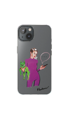 Чехол  от Маши Янковской для iPhone 13 Французский бульдог, силикон, прозрачный  фото, kupilegko.ru