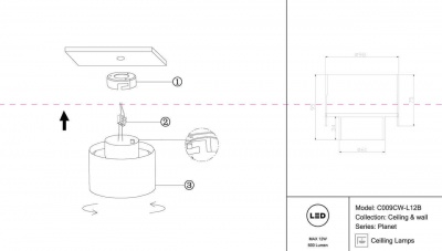 Потолочный светодиодный светильник Maytoni Planet C009CW-L12B  фото, kupilegko.ru