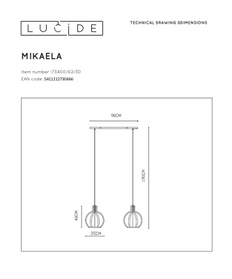 Подвесной светильник Lucide Mikaela 73400/02/30  фото, kupilegko.ru
