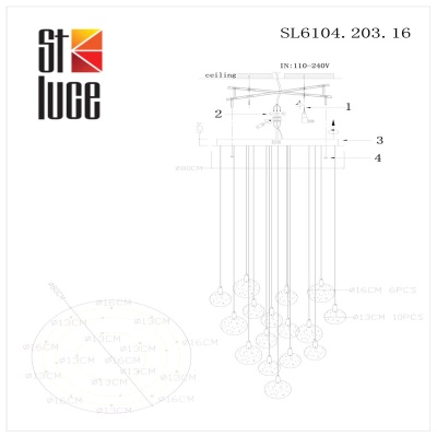 Подвесная светодиодная люстра ST Luce SL6104.203.16  фото, kupilegko.ru