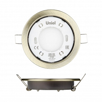 Встраиваемый светильник Uniel GX53/H2 Antique Brass 10 Prom UL-00005056 (встраиваемые)  фото, kupilegko.ru