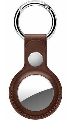 Браслет  Deppa для AirTag, кожаный, коричневый (с кольцом для ключей)  фото, kupilegko.ru