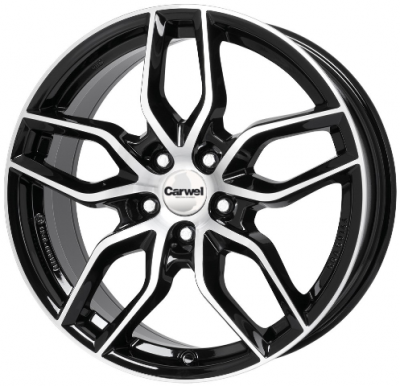 Литые колесные диски Carwel Эпсилон 6.5x16 5x114.3 ET50 D66.1 Чёрный с полированной лицевой частью (13212AC)  фото, kupilegko.ru