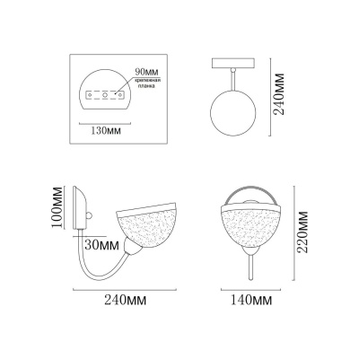 Бра, светильник настенный накладной MyFar MR1290-1W  фото, kupilegko.ru