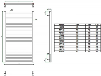 Полотенцесушитель водяной Grota CLASSIC 630х1200  фото, kupilegko.ru