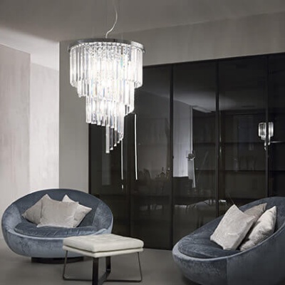 Подвесная люстра Ideal Lux Carlton SP12 Cromo 166247  фото, kupilegko.ru