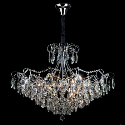 Подвесная люстра Eurosvet 10080/12 хром/прозрачный хрусталь Strotskis  фото, kupilegko.ru