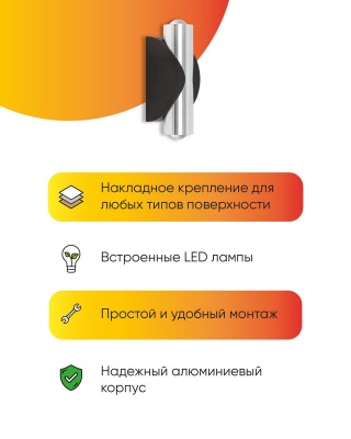 Настенный светодиодный светильник Abrasax Nora W1221  фото, kupilegko.ru