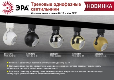 Трековый светильник ЭРА TR35-GU10 MG Б0053297  фото, kupilegko.ru