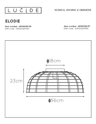 Потолочный светильник Lucide Elodie 45149/56/30  фото, kupilegko.ru