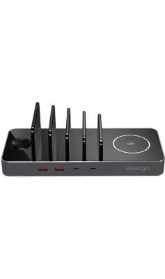 Зарядное устройство беспроводное Prestigio Revolt A6 6в1, серое  фото, kupilegko.ru