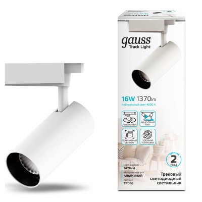 Трековый светодиодный светильник Gauss Track Light Led TR066  фото, kupilegko.ru