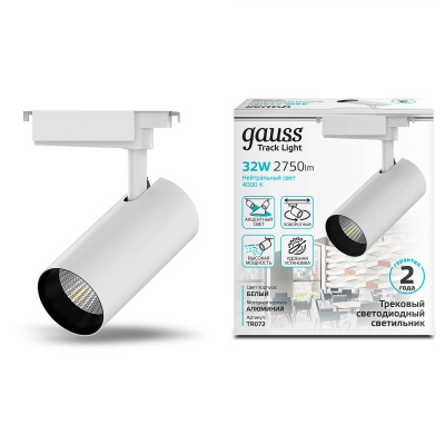 Трековый светодиодный светильник Gauss Track Light Led TR072  фото, kupilegko.ru