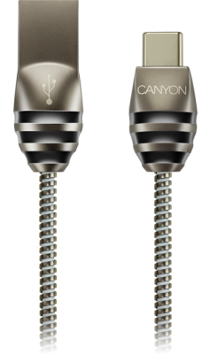 Кабель Canyon Type-C/A CNS-USBC5DG металлический, темно-серый  фото, kupilegko.ru