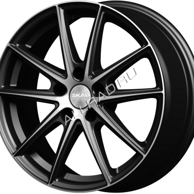 Литые колесные диски SKAD (СКАД) Амстердам 7x17 5x114.3 ET45 D66.1 Чёрный глянцевый с полированной лицевой частью (3130705)  фото, kupilegko.ru