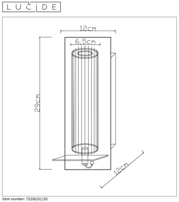 Бра, светильник настенный накладной Lucide 73206/01/30  фото, kupilegko.ru