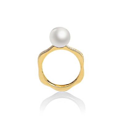 Серебряное кольцо, серебро с позолотой, жемчуг, NP2322  фото, kupilegko.ru