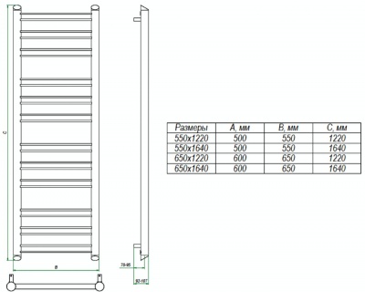 Полотенцесушитель водяной Grota GRANDE 550x1220  фото, kupilegko.ru