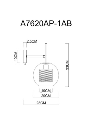 Бра, светильник настенный накладной Arte Lamp A7620AP-1AB  фото, kupilegko.ru