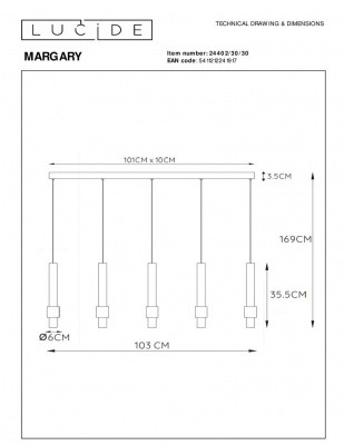 Подвесной светодиодный светильник Lucide Margary 24402/30/30  фото, kupilegko.ru