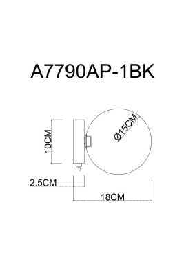 Бра, светильник настенный накладной Arte Lamp A7790AP-1BK  фото, kupilegko.ru