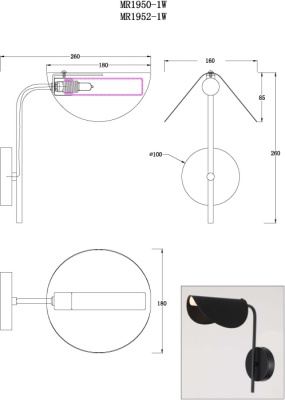 Бра, светильник настенный накладной MyFar MR1950-1W  фото, kupilegko.ru