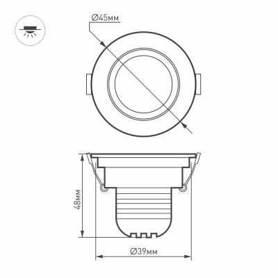 Мебельный светодиодный светильник Arlight LTM-R45WH 3W Day White 30deg 014912 (+мебельные)  фото, kupilegko.ru